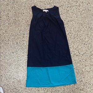 Navy and Teal color block Sleeveless Dress